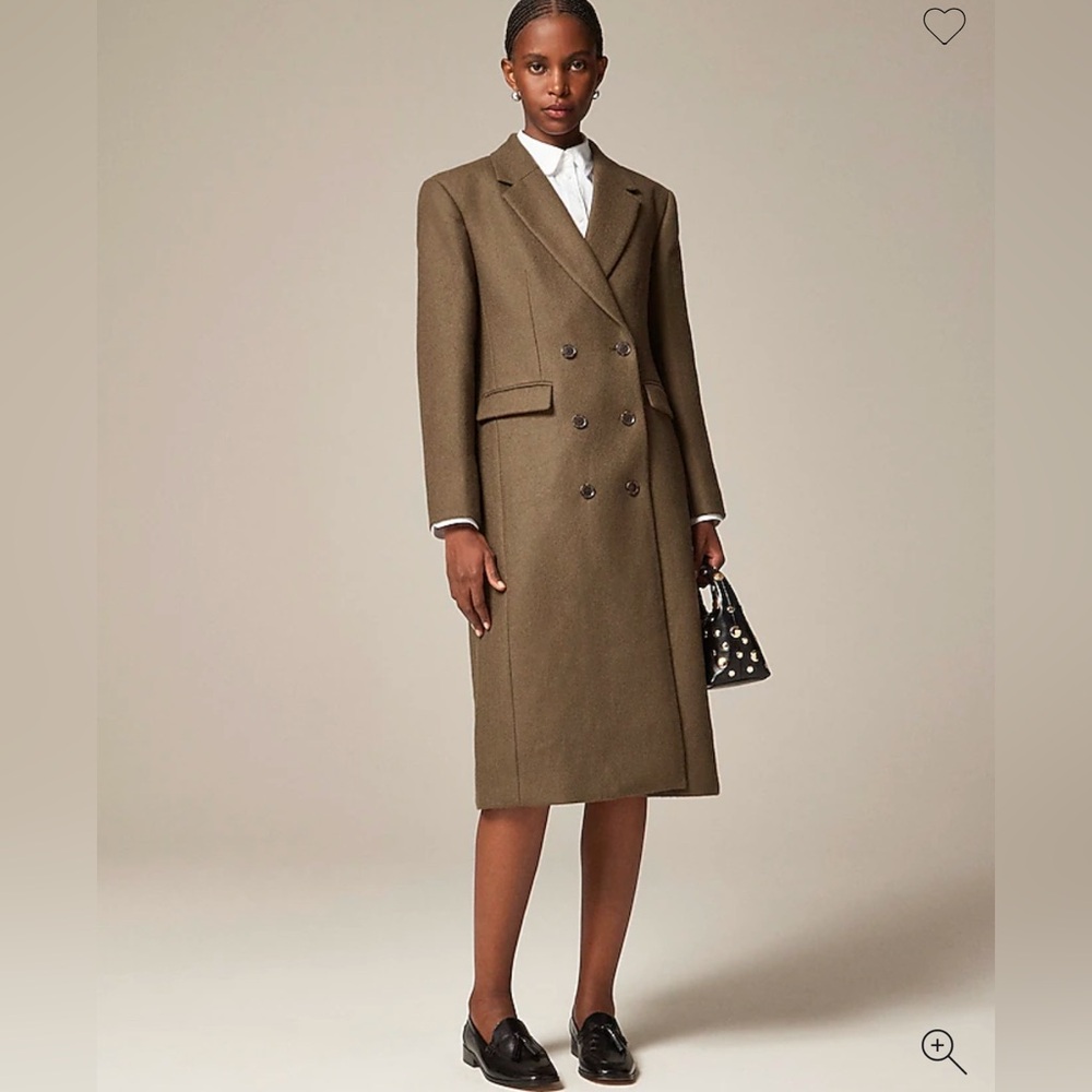 J.Crew Palais double-breasted topcoat in Italian wool-blend in olive green